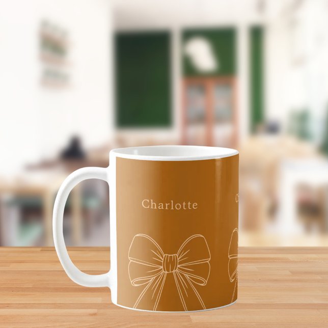 Mug nom de script arc orange brûlé pêche (Créateur téléchargé)