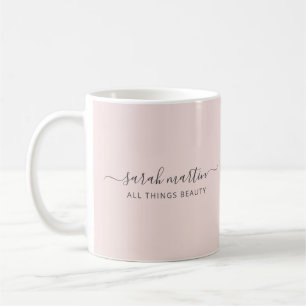 Mug Nom de script élégant Business Blush Pink