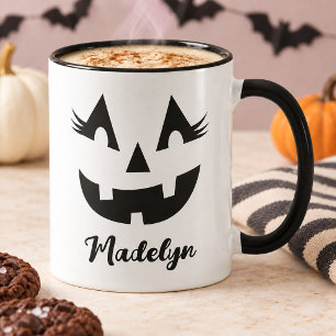Mug Nom de script Girly Jack O Lantern Halloween