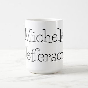 Mug Nom de script noir et blanc tendance Chic