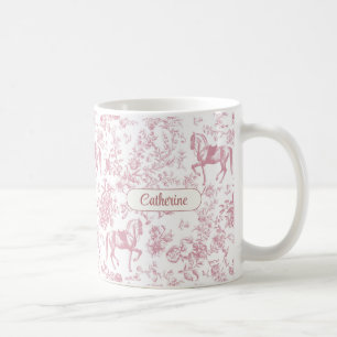 Mug Nom de toile florale équestre rose élégante