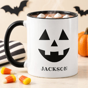 Mug Nom de visage classique de citrouille d'Halloween