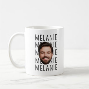 Mug Nom de visage personnalisé Anniversaire, Photo de 