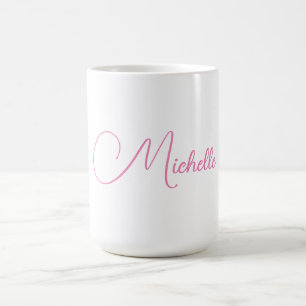 Mug Nom d'écriture moderne professionnel rose blanc