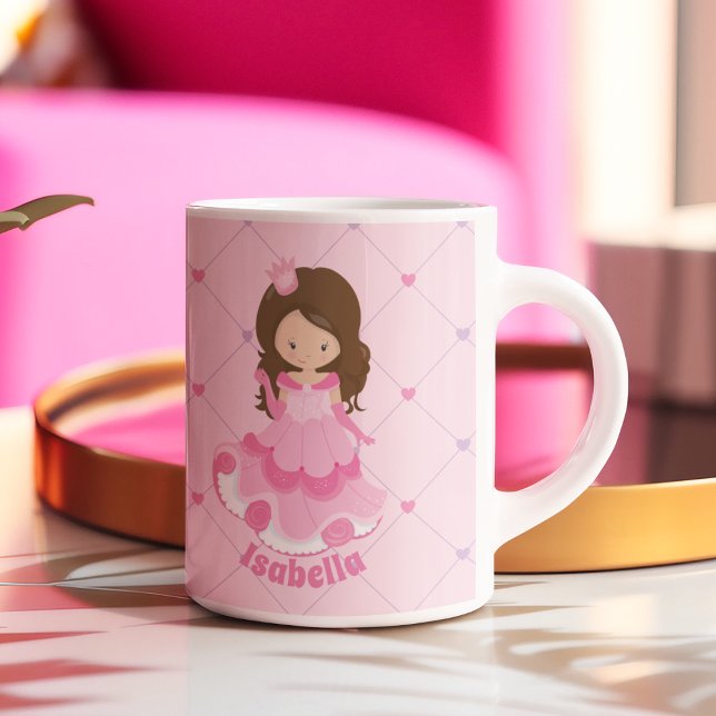 Mug Nom d'enfant personnalisé de fille princesse rose  (Créateur téléchargé)