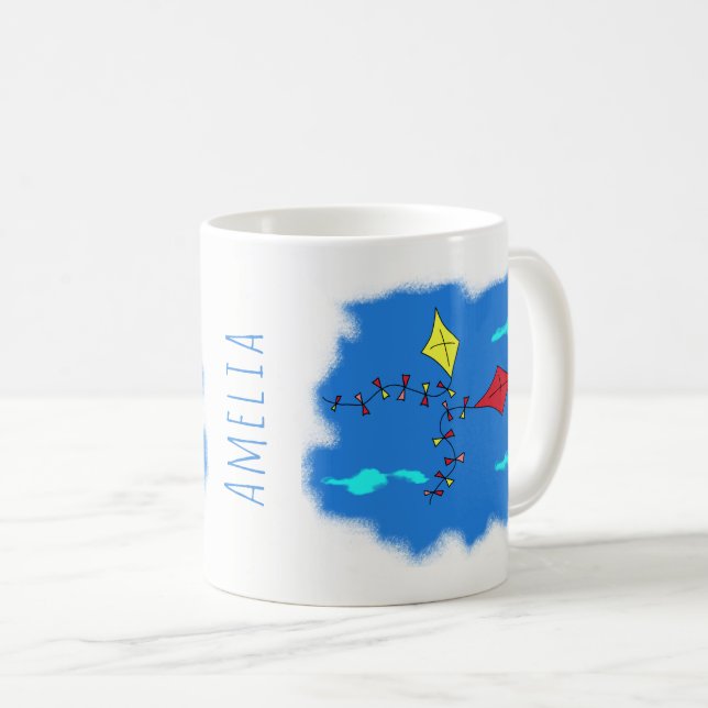 Mug Nom des enfants de dessin de cerfs-volants (Devant droit)