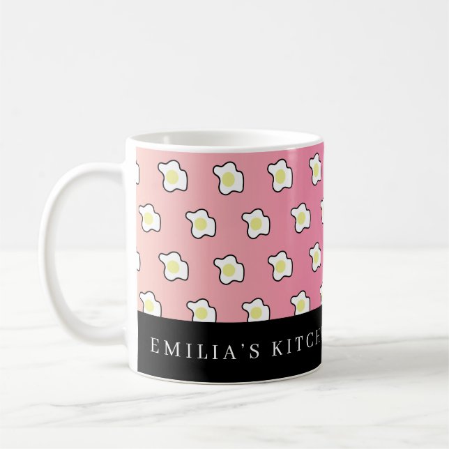Mug Nom des œufs frits du petit déjeuner rose (Gauche)