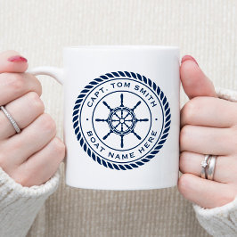 Mug Nom du bateau du capitaine sur mesure roue du navi