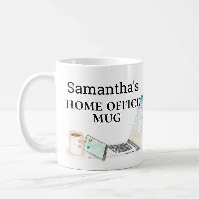 Mug Nom du bureau principal Aquarelle Téléphone (Gauche)