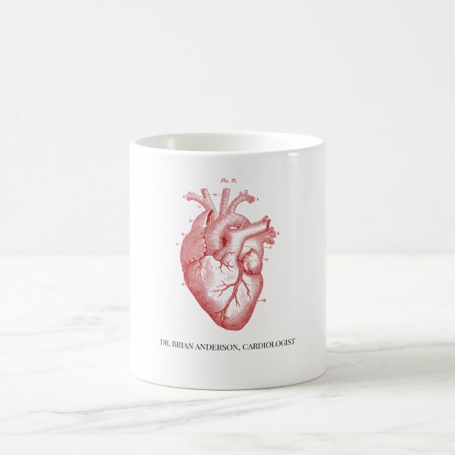Mug Nom du cardiologue anatomique personnalisé (Centre)