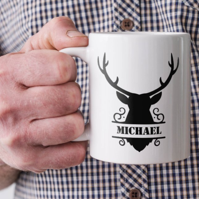 Mug Nom du cerf rustique (Personalized Mug for Dad)