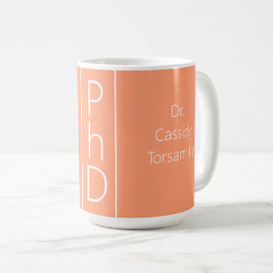 Mug Nom du diplômé Peach White PhD