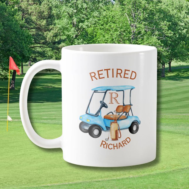 Mug Nom du monogramme à la retraite du golf (Créateur téléchargé)