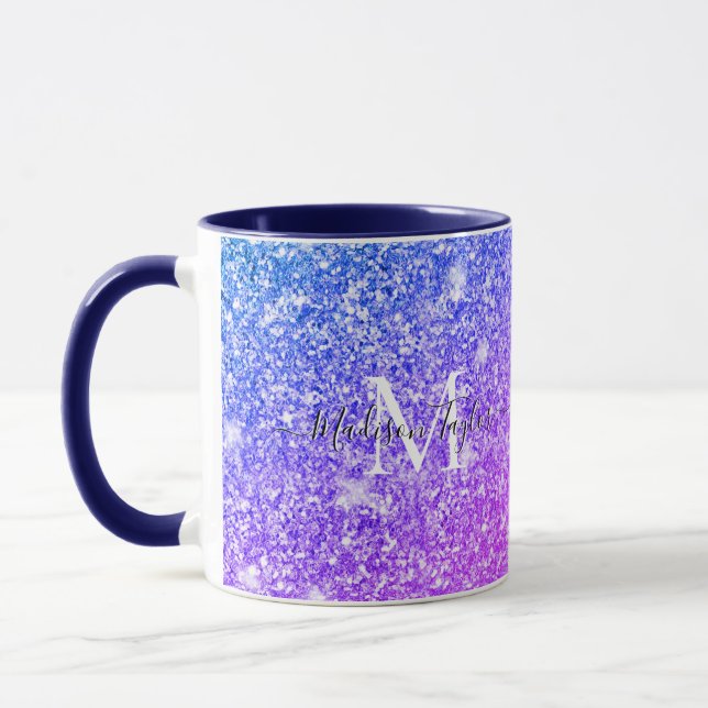 Mug Nom du monogramme de la Parties scintillant rose e (Gauche)