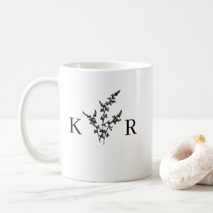 Mug Nom du monogramme de mariage personnalisé Fleur gr