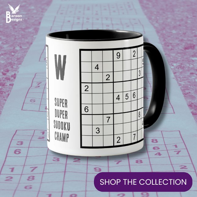 Mug Nom du monogramme Sudoku (Customizable SUDOKU Monogram mug for your favorite puzzle lover)