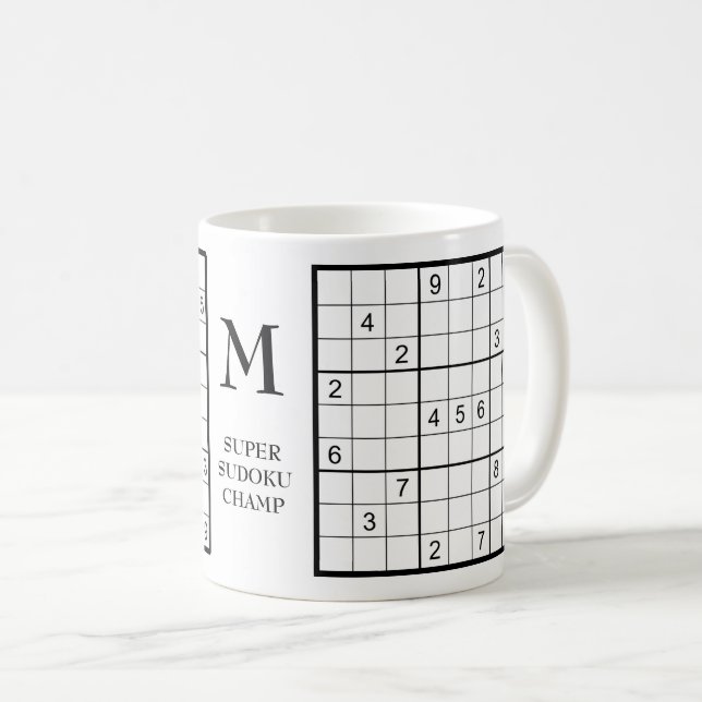 Mug Nom du monogramme Sudoku (Devant droit)