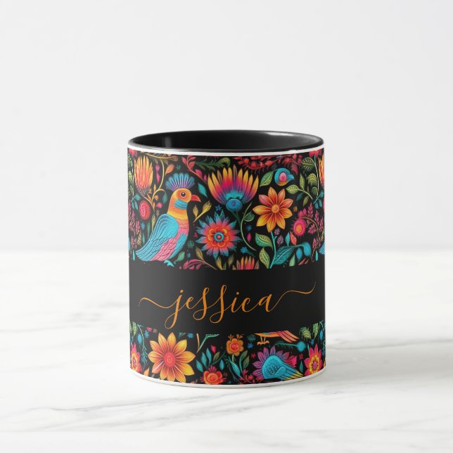 Mug Nom du script motif mexicain moderne (Centre)