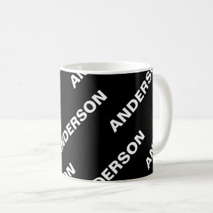 Mug Nom éditable répétitif gras Simple Blanc Noir