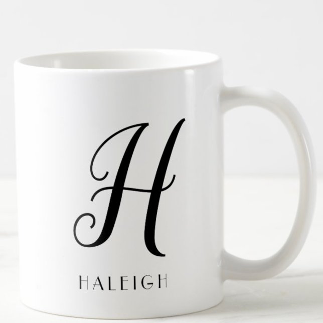 Mug Nom élégant chic avec monogramme ("Everyday is abundantly beautiful." 
Sincerely Best Wishes from Lucky Design World)