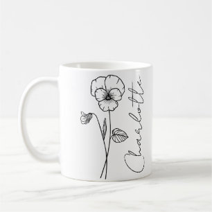 Mug Nom élégant en écriture manuscrite Fleur de naissa