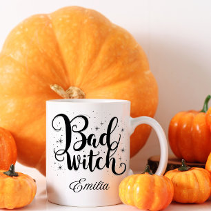 Mug Nom Elégant Mauvaise Sorcière Halloween Noir et Bl