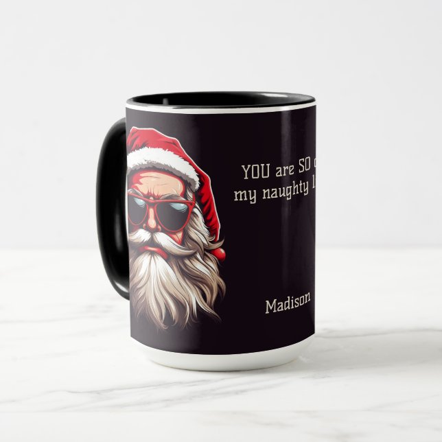 Mug Nom et texte personnalisés Père Noël (Devant gauche)