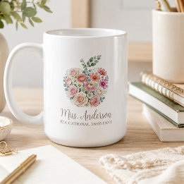 Mug Nom et titre de l'enseignant personnalisés Fleur d