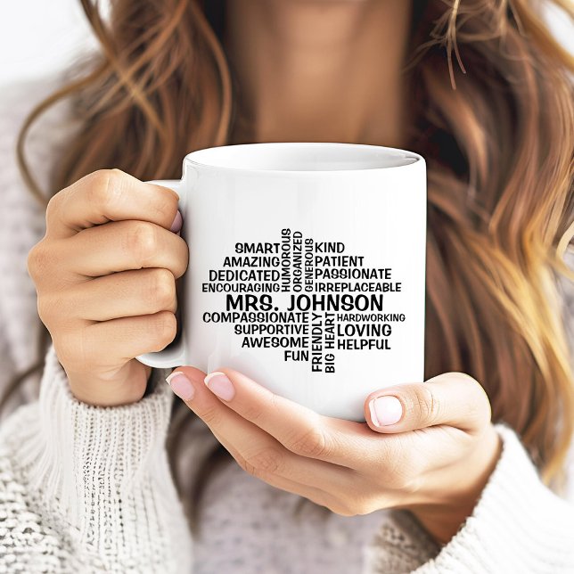 Mug Nom et traits du nuage de mots de l'enseignant (Créateur téléchargé)