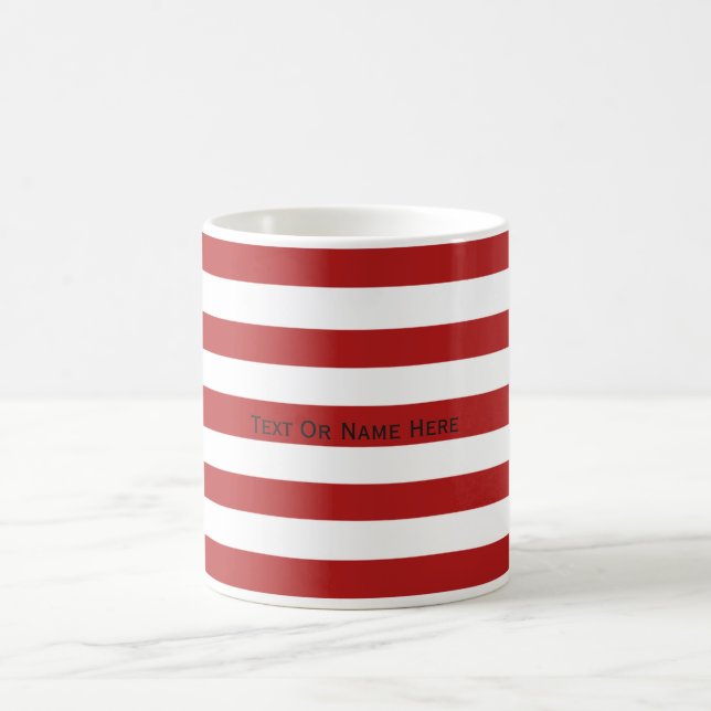 Mug Nom fait sur commande rayures rouges et blanches (Centre)