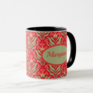 Mug Nom Fleurs de Noël Rouges