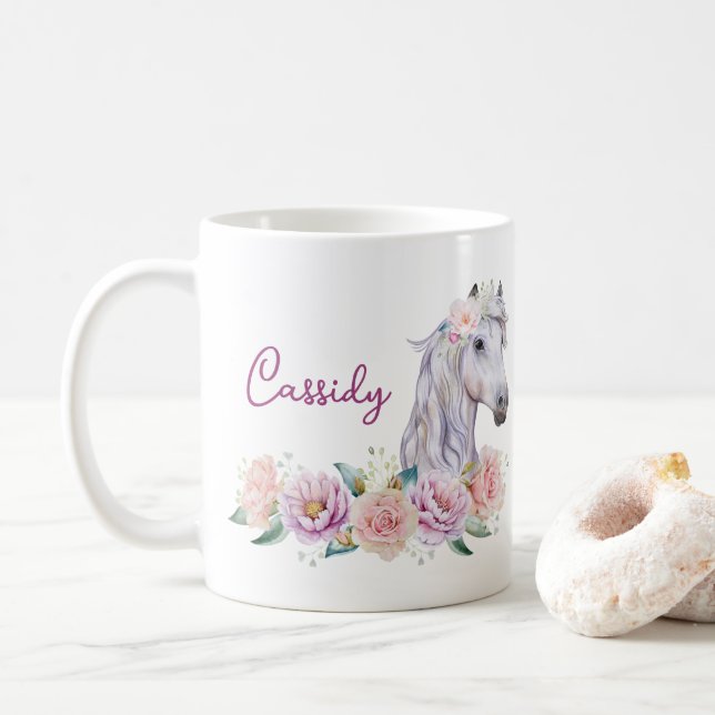 Mug Nom Floral Horse (Avec donut)