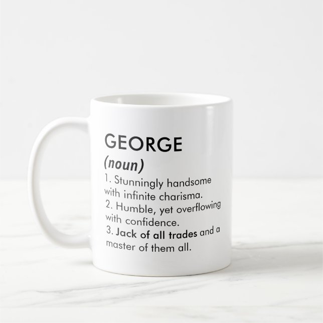 Mug Nom George, Nom modifiable, Nom personnalisé (Gauche)