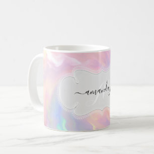 Mug Nom holographique Monogramme Girly SWEET 16e Princ