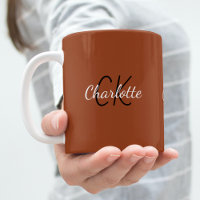 Nom initial du monogramme orange brûlé