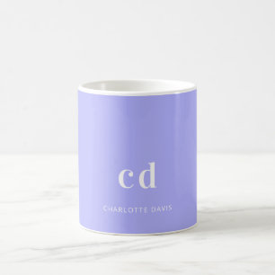 Mug Nom initial du monogramme violet lavande