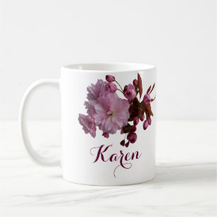 Mug Nom Karen personnalisable fleurs en fleurs roses