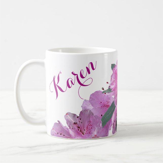Mug Nom Karen personnalisable joli printemps rose flor (Gauche)