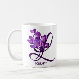 Mug Nom Lorraine personnalisable joli crocus violet