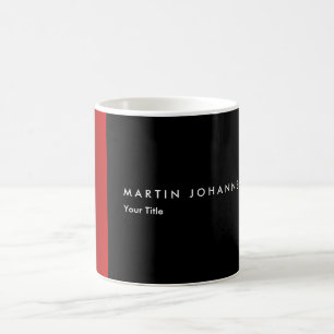 Mug Nom minimaliste titre noir rouge professionnel