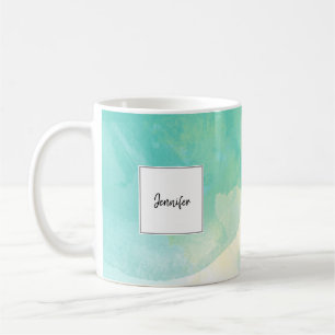 Mug Nom moderne de monogramme d'aquarelle d'or de
