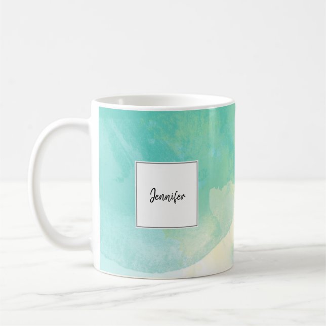 Mug Nom moderne de monogramme d'aquarelle d'or de (Gauche)
