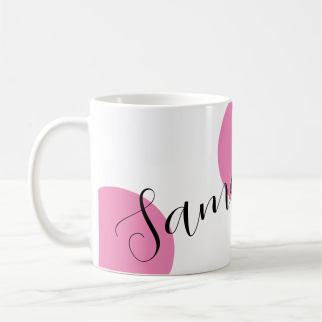 Mug Nom moderne Grand Pois rose (Gauche)