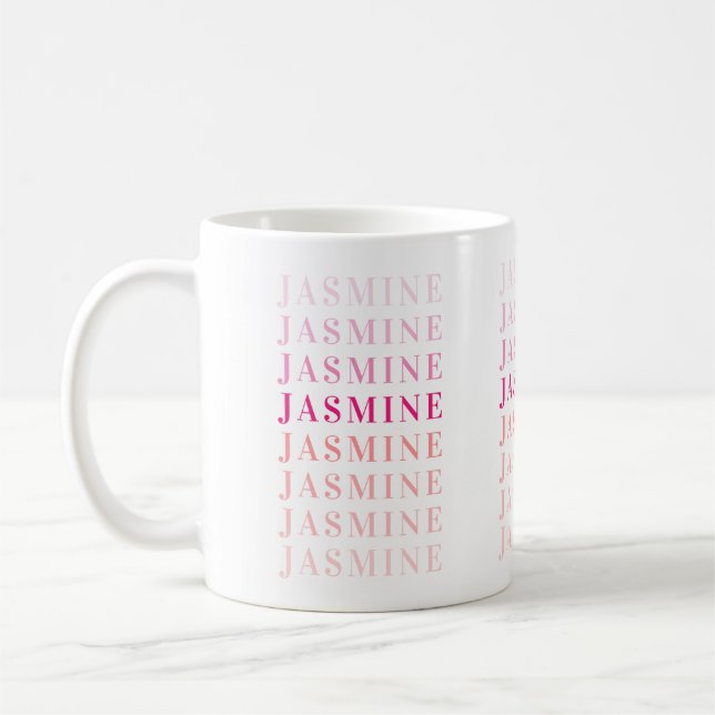 Mug Nom moderne Monogramme Corail rose personnalisé (Gauche)