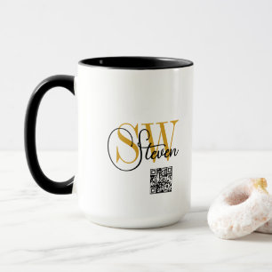 Mug Nom monogramme et signature moderne / code QR