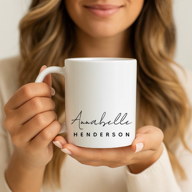Mug Nom Monogramme | Moderne Minimaliste Élégant (Créateur téléchargé)