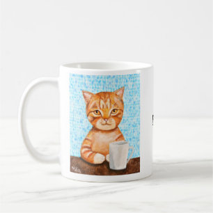 Mug Nom orange de coutume de chat tigré de cadeau