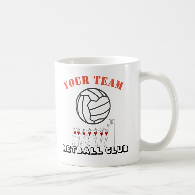 Mug Nom orienté d'équipe de boule de net-ball (Droite)