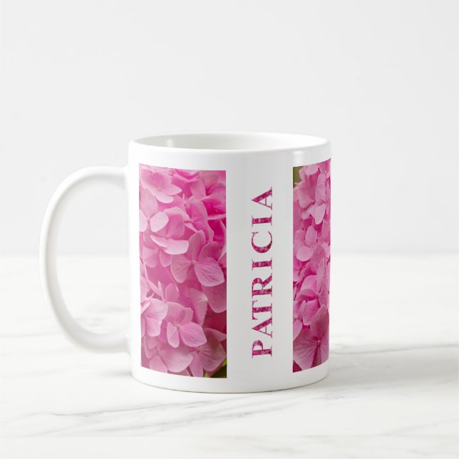Mug Nom "Patricia" et Fleur d'Hydrangée de printemps r (Gauche)