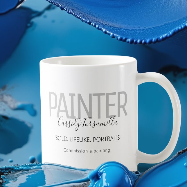 Mug Nom Peintre gris noir (Get this mug for yourself and as a way to promote your artwork. )